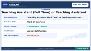 ANGRAU Teaching Assistant Recruitment 2026