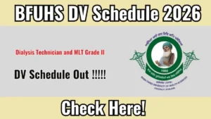 BFUHS DV Schedule 2026 – Dialysis Technician and MLT Grade II
