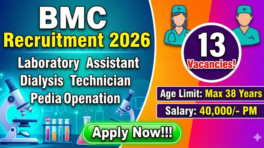 BMC Recruitment 2026 Out – Apply Offline 13 Laboratory Assistant, Dialysis Technician and Other Posts