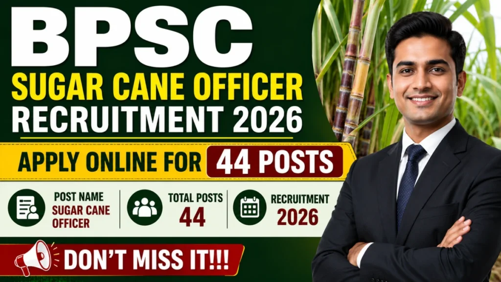 BPSC Sugar Cane Officer Recruitment 2026 – Apply Online for 44 Posts