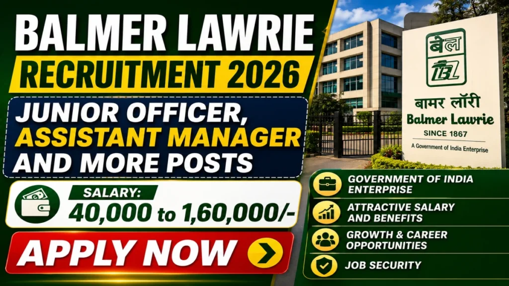 Balmer Lawrie Recruitment 2026 – Apply Online for 20 Junior Officer, Assistant Manager and More Posts