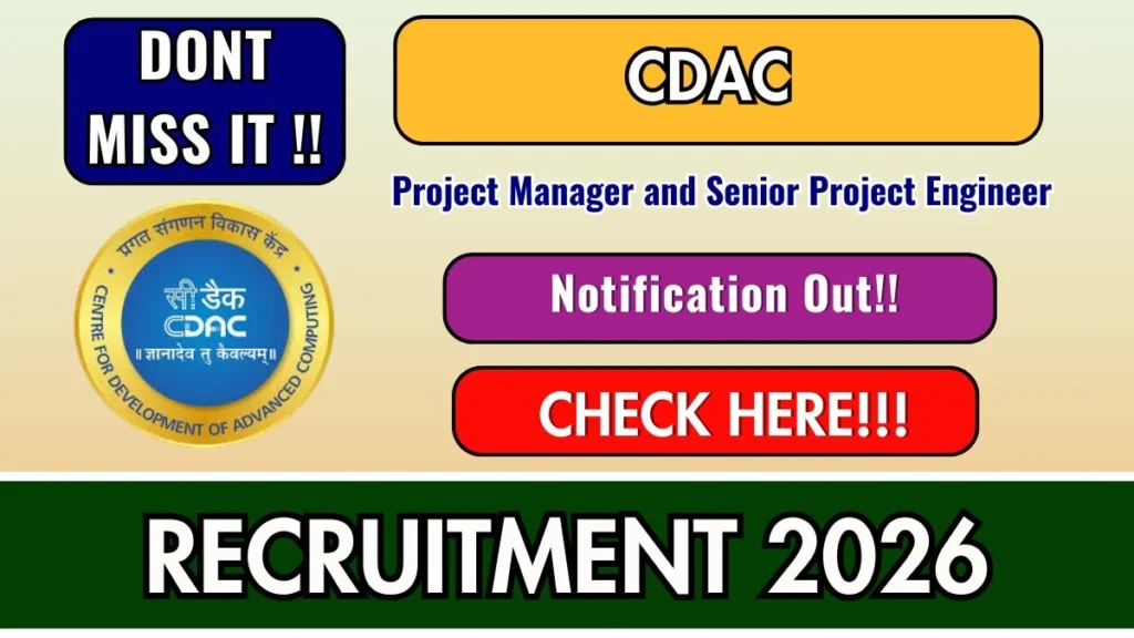CDAC Recruitment 2026 – Walkin for 15 Project Manager and Senior Project Engineer Posts