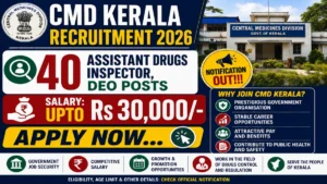 CMD Kerala Recruitment 2026 – Apply Online for 40 Assistant Drugs Inspector, DEO Posts