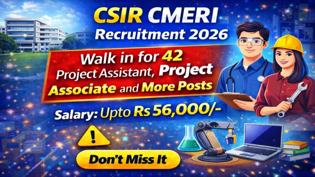 CSIR CMERI Recruitment 2026 – Walk in for 42 Project Assistant, Project Associate and More Posts