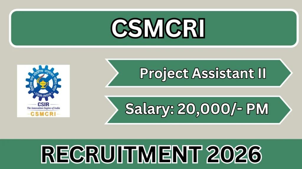CSIR CSMCRI Project Assistant-II Recruitment 2026