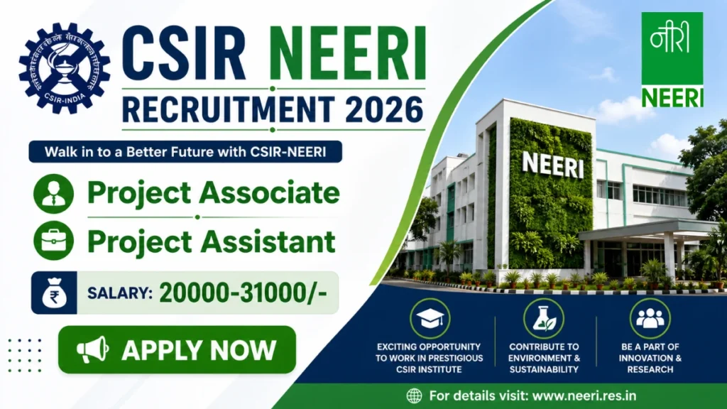 CSIR NEERI Recruitment 2026 – Apply Online for 05 Project Associate, Project Assistant Posts