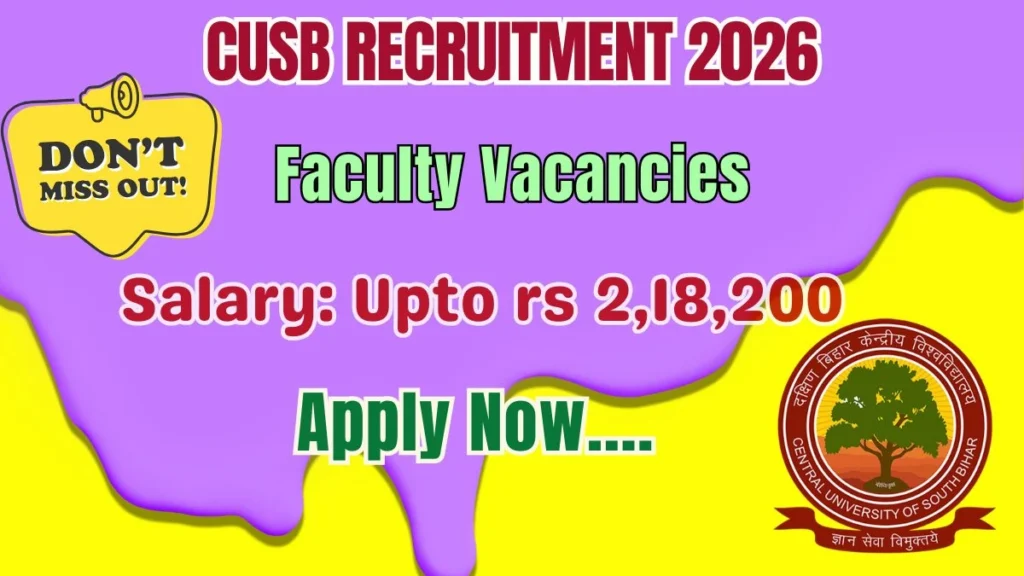 CUSB Recruitment 2026 – Apply Online for 35 Faculty Posts