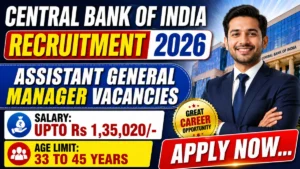 Central Bank of India AGM Recruitment 2026 Notification Out