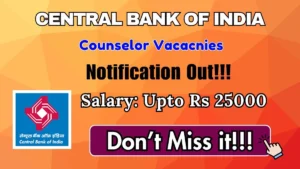 Central Bank of India Counselor Recruitment 2026