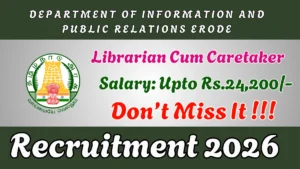 Department of Information and Public Relations Erode Recruitment 2026