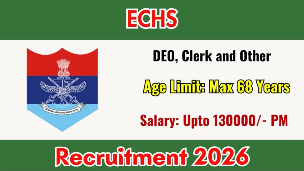 ECHS Recruitment 2026 Out – Apply Offline 172 DEO, Clerk and Other Posts