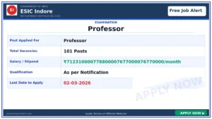ESIC Indore Recruitment 2026 – Apply Online for 101 Teaching Faculty, Senior Residents Posts