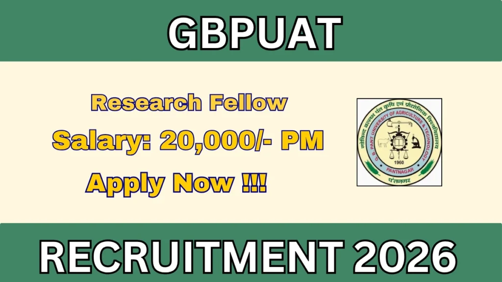 GBPUAT Research Fellow Recruitment 2026