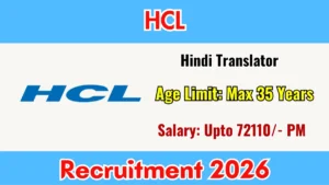 HCL Hindi Translator Recruitment 2026 Out – Apply Online 02 Posts