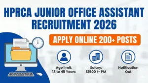 HPRCA Junior Office Assistant Recruitment 2026 Out