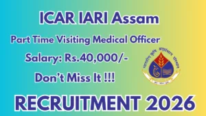 ICAR-IARI Assam Part Time Visiting Medical Officer Recruitment 2026