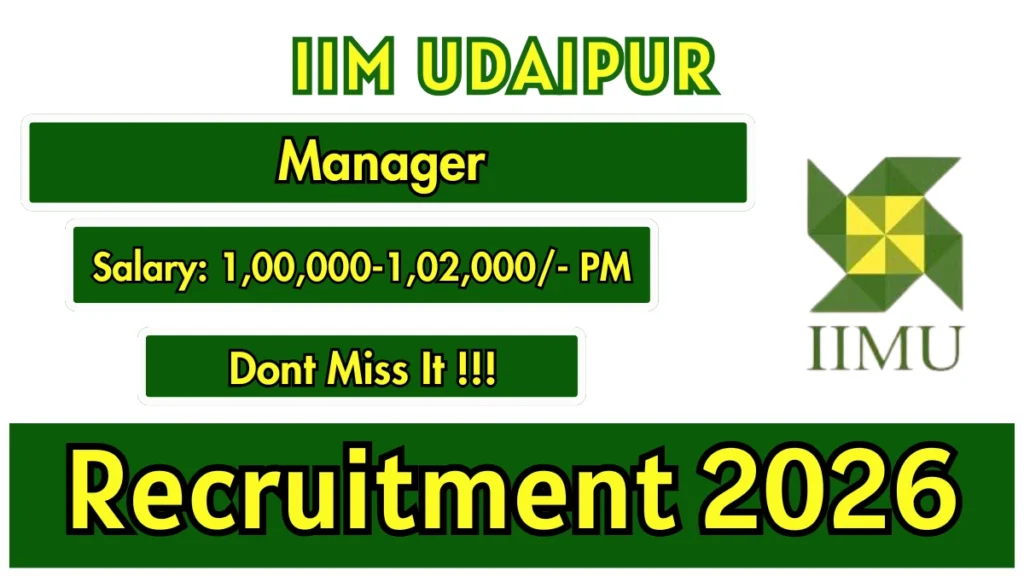 IIM Udaipur Manager Recruitment 2026