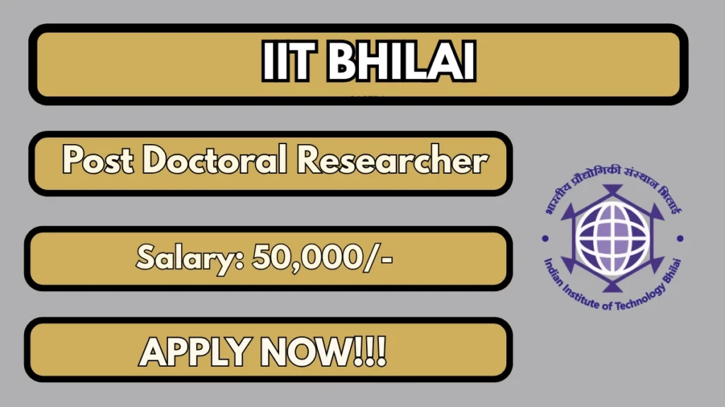 IIT Bhilai Post Doctoral Researcher Recruitment 2026
