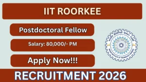 IIT Roorkee Postdoctoral Fellow Recruitment 2026