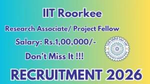 IIT Roorkee Recruitment 2025 – Walkin for Research Associate / Project Fellow Posts