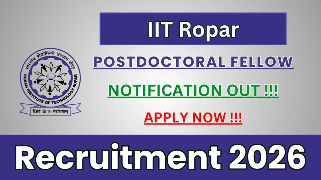 IIT Ropar Postdoctoral Fellow Recruitment 2026