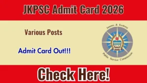 JKPSC Various Posts Admit Card 2026