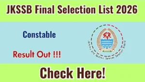 JKSSB Constable Final Selection List 2026 OUT (Direct Link)