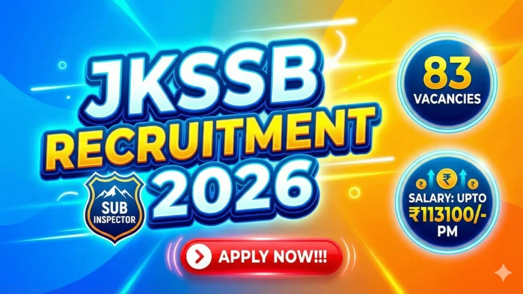 JKSSB Sub Inspector Recruitment 2026 Out – Apply Online 83 Posts