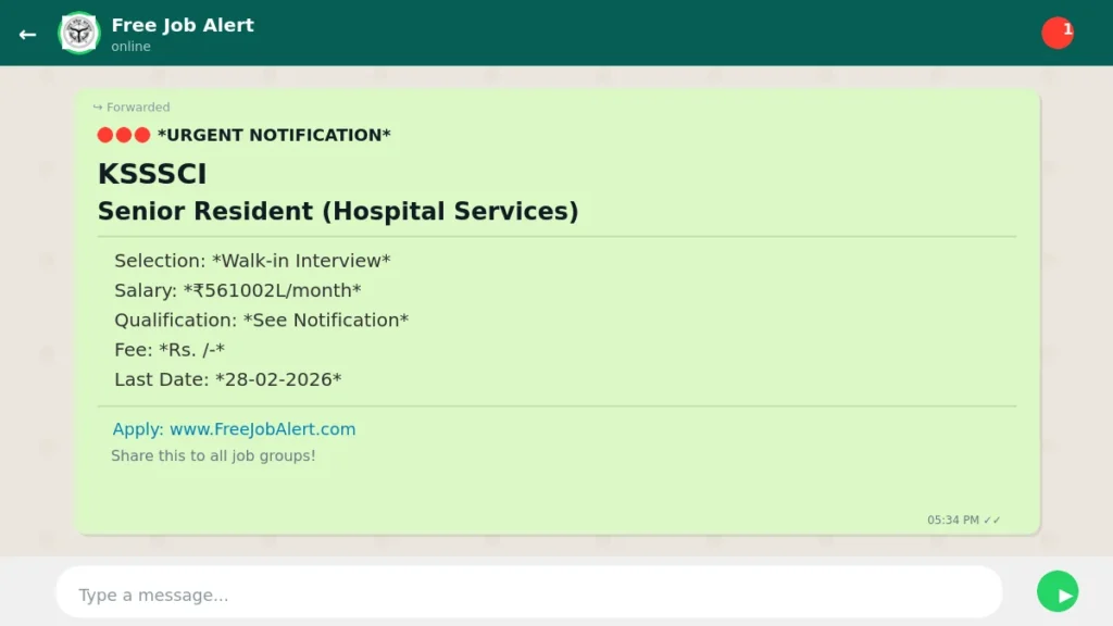 KSSSCI Recruitment 2026 – Walkin for 13 Senior Resident & Junior Resident Posts