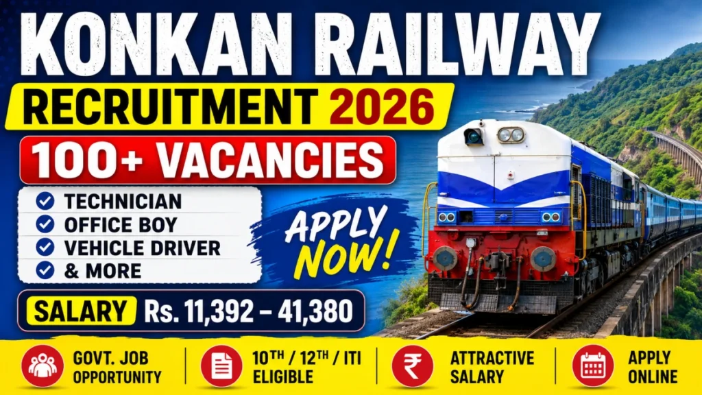 Konkan Railway Recruitment 2026 Notification Out – Walk in for 132 Helper, Technician and Other Posts