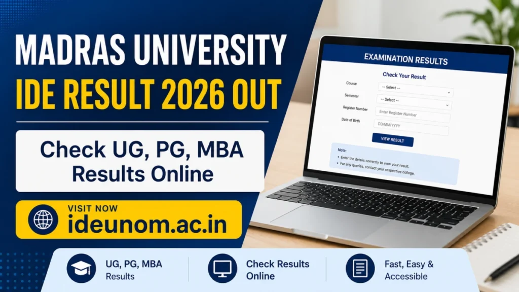 Madras University IDE Result 2026 OUT
