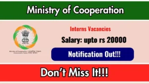 Ministry of Cooperation Interns Recruitment 2026