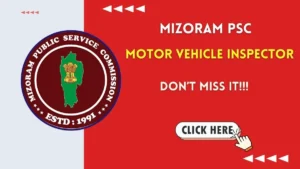 Mizoram PSC Motor Vehicle Inspector Recruitment 2026