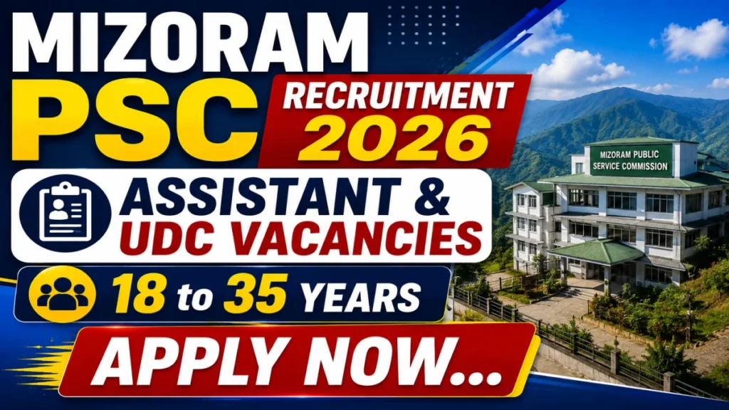 Mizoram PSC Recruitment 2026 – Apply Online for 65 Assistant Grade, UDC Posts