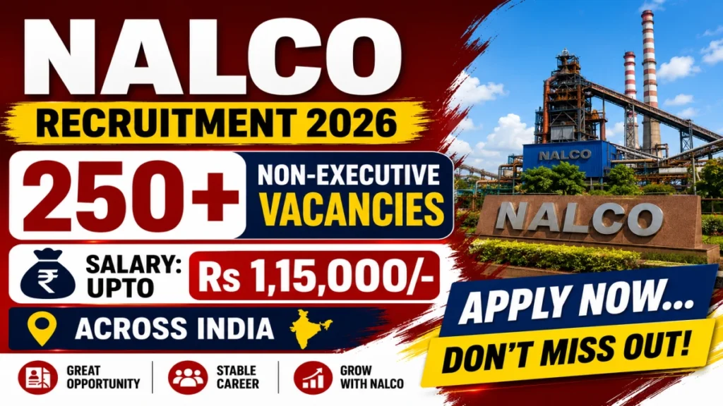 NALCO Non-Executive Recruitment 2026 – Apply Online for 268 Technician, Operator and More Posts