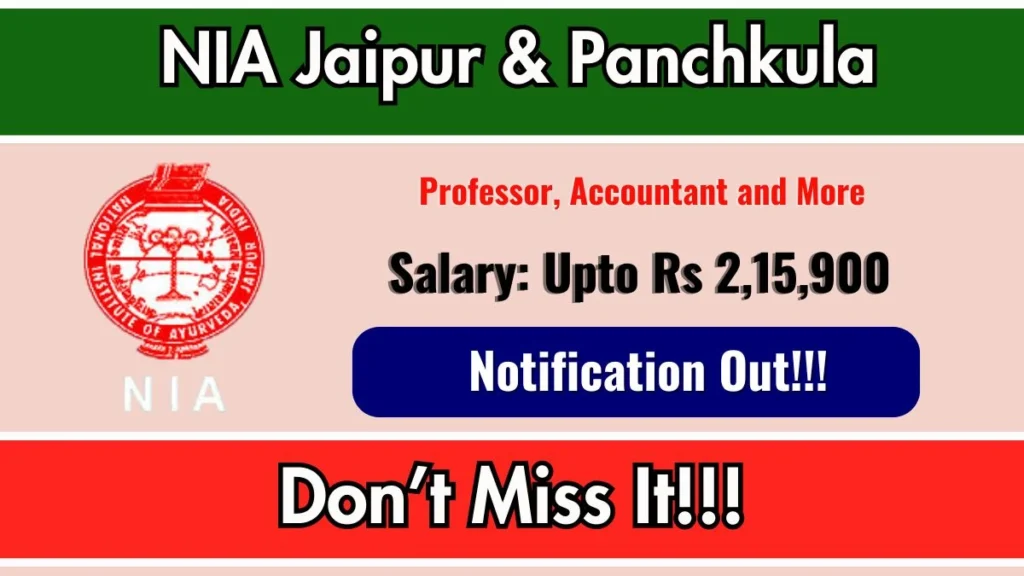 NIA Jaipur & Panchkula Recruitment 2026