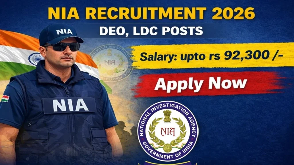 NIA Recruitment 2026 – Apply Offline for 40 DEO, LDC Posts