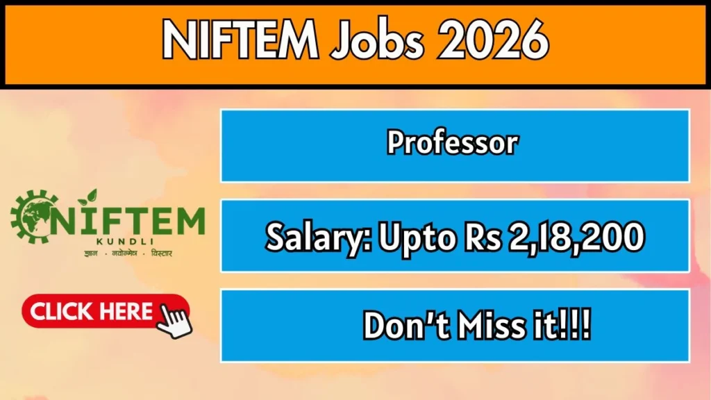NIFTEM Professor Recruitment 2026 – Apply Online