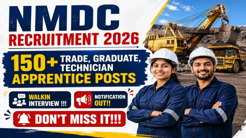 NMDC Apprentice Recruitment 2026 Notification Out – Walk in for 180 Trade, Graduate, Technician Apprentice Posts