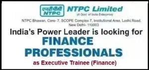 NTPC Finance Executive Trainee Vacancy Recruitment 2026