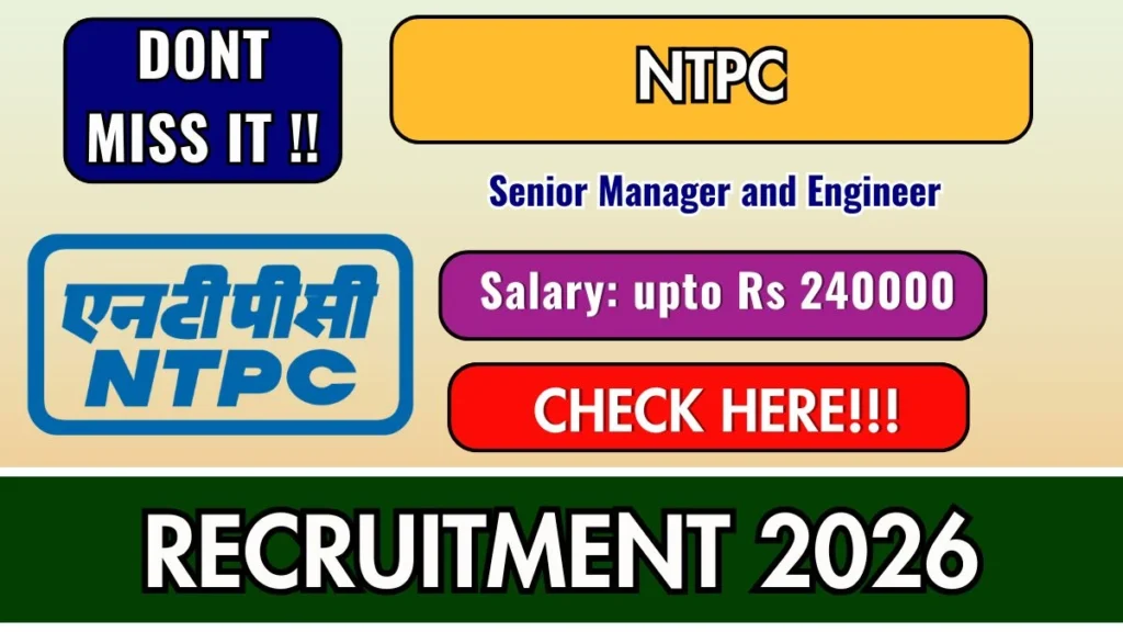 NTPC Recruitment 2026 (Short Notice)