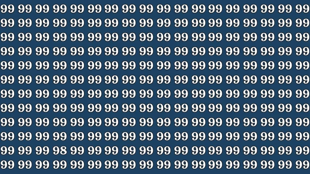 Optical Illusion Challenge: If you have Eagle Eyes Spot the Number 98 to 99 in 7 Secs