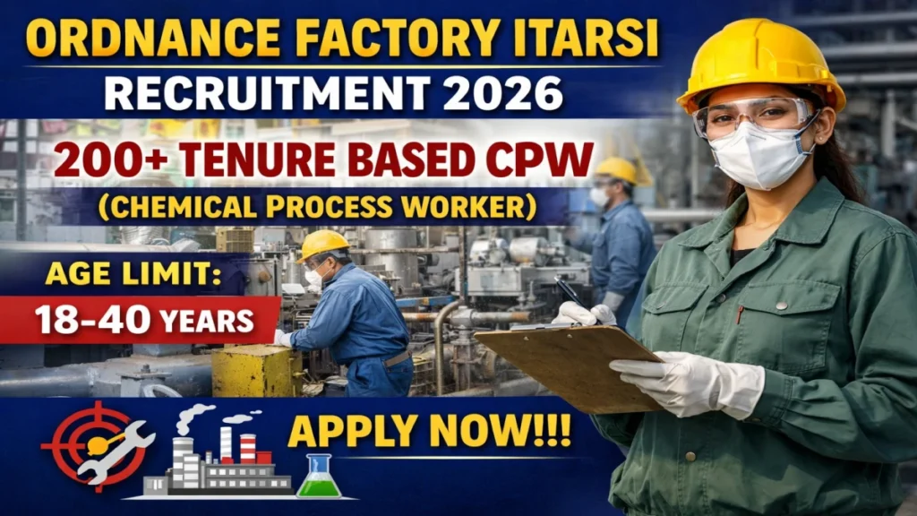 Ordnance Factory Itarsi Tenure Based CPW Recruitment 2026
