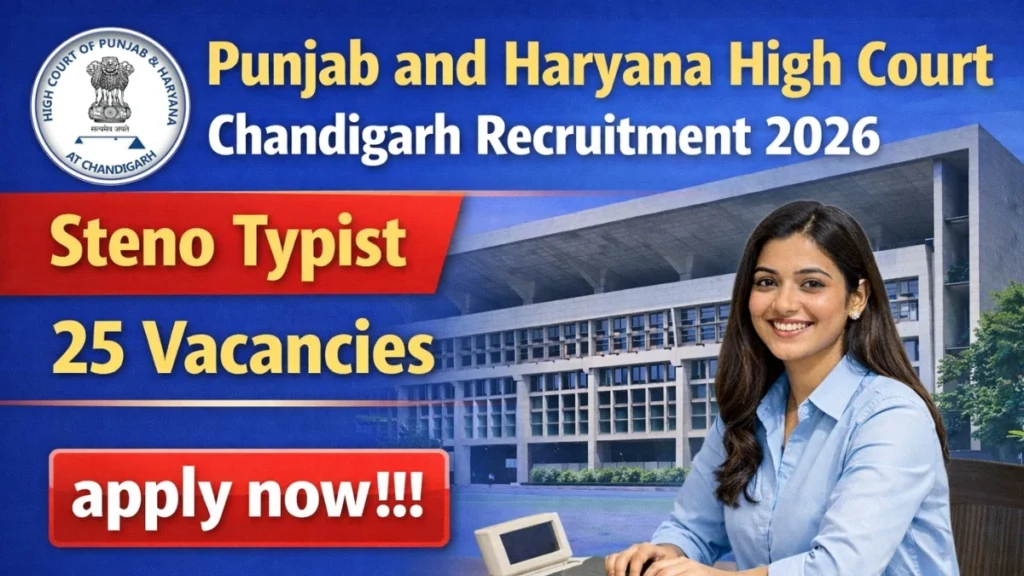 Punjab and Haryana High Court Chandigarh Steno Typist Recruitment 2026 Out – Apply Online 25 Posts