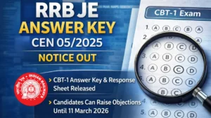 RRB JE Answer Key CEN 05/2025 Notice OUT