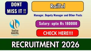 RailTel Recruitment 2026 – Apply Offline for Manager, Deputy Manager and Other Posts
