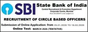SBI Circle Based Officers Vacancy Recruitment 2026