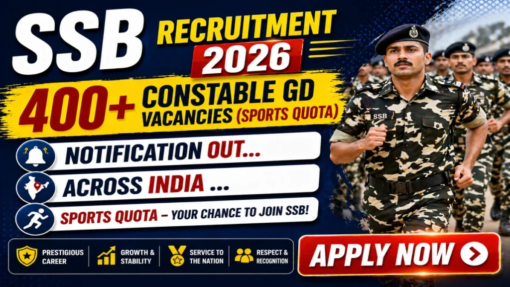 SSB Sports Quota Recruitment 2026 (Short Notice)