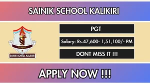 Sainik School Kalikiri PGT Recruitment 2026