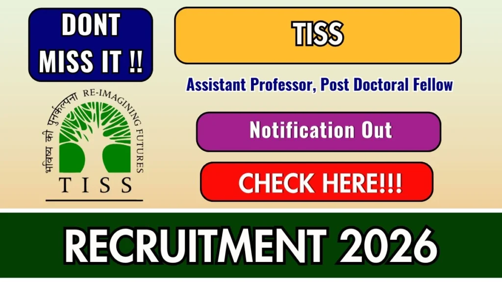 TISS Recruitment 2026 – Apply Online for Assistant Professor, Post Doctoral Fellow Posts